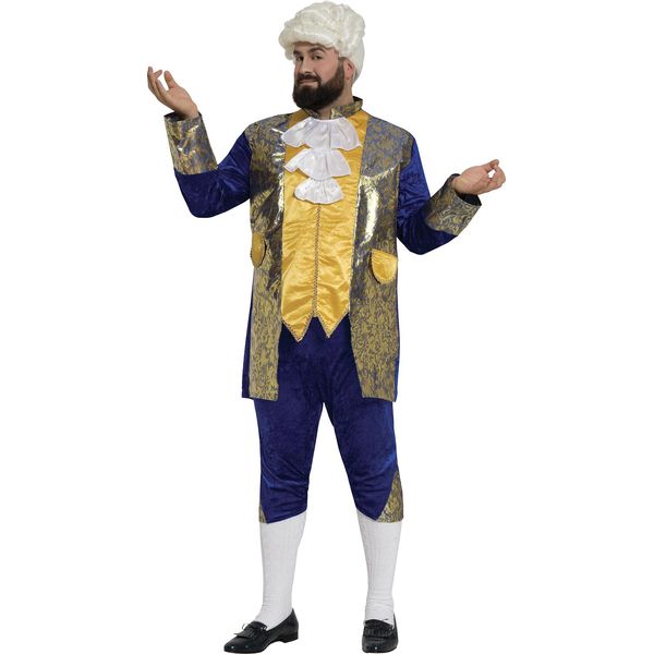 Marchese Costume Carnevale Nobile Rococò Frac Blu Oro Uomo, Taglia: 56 - 58 (Xxl) Colore: Blu-image