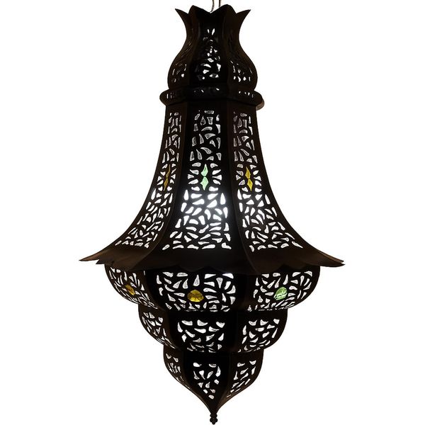 Lampada Da Soffitto Elmas Nero 60Cm | Lampada Orientale In Metallo-image