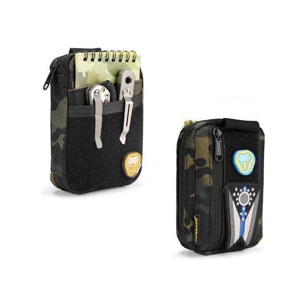 Viperade Ve26 Edc Pouch Piccola Borsa Per Attrezzi 8 Tasche 3 Scomparti Elastici Organizzatore Multitool Pocket Strumenti Superficie In Velcro Nero Camo-image