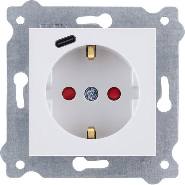 Presa Di Terra Schuko 2P+T + Usb Tipo C Bianco 274/01E Exen-image
