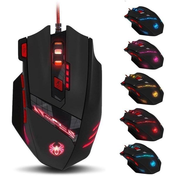 Mouse Da Gioco, 9200 Dpi, 8 Pulsanti Programmabili Mouse Ergonomico Con Cavo, Mouse Per Computer, Mouse Usb Led, Mouse Per Pc Gamer, Mouse Da Gioco Per Pc Mac (Nero)-image