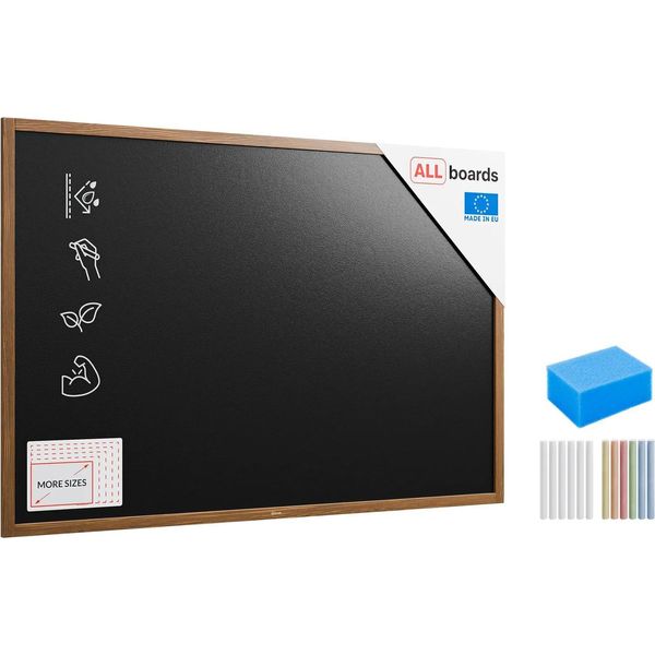 Lavagna Nera Da Gesso Resistente All'acqua In Cornice Di Legno 180X120 Cm-image