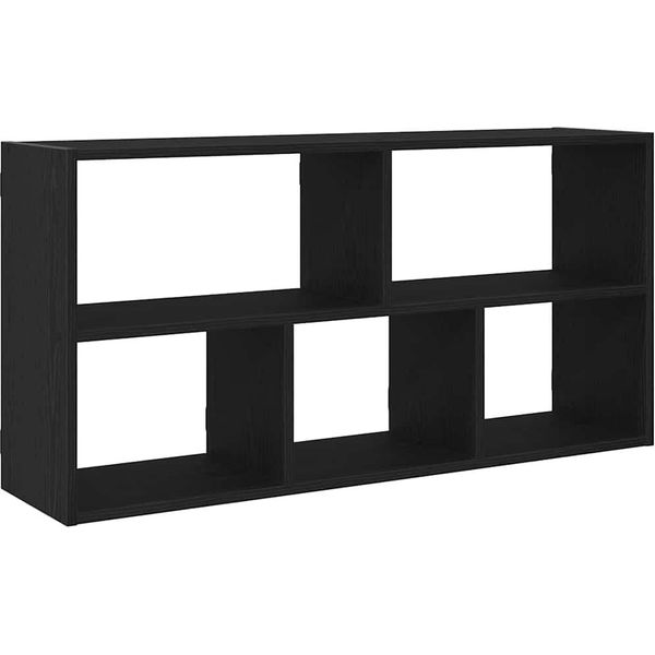 Vidaxl Scaffale A Muro Nero Aspetto Rovere 100X25X50 Cm Materiale A Base Di Legno-image