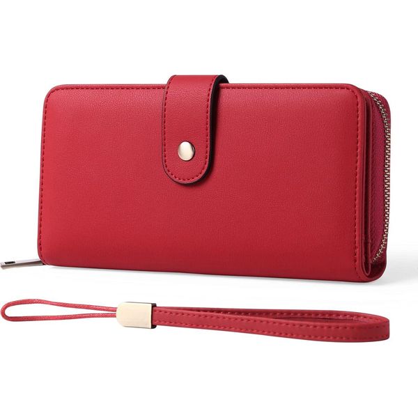 Portafoglio Donna Grande Medio Portafoglio Donna Portafoglio Donna In Pelle Grande Capacità - Con Protezione Rfid - Con 14 Scomparti Per Carte E Tasca Per Il Resto-image