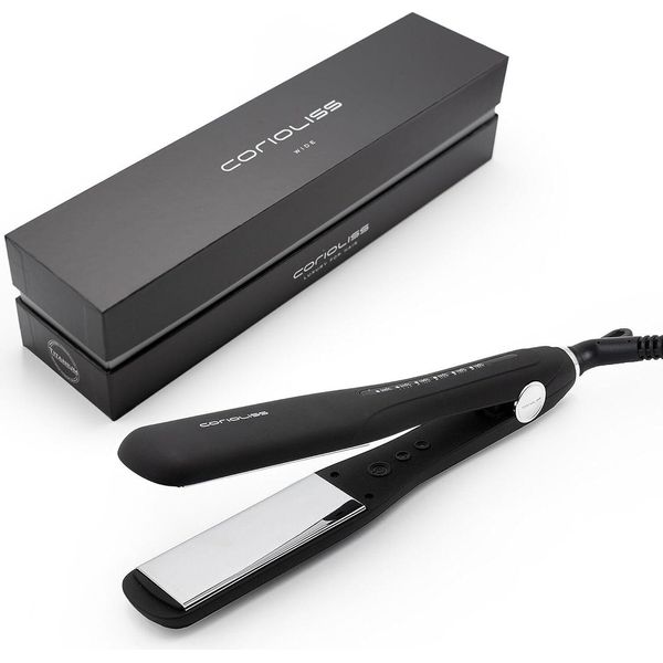 Corioliss Wide | Piastra Per Capelli | Piastre Extra Larghe In Titanio Anti-Crespo | Piastra Per Capelli Arricciante E Lisciante | Professionale Con Controllo Della Temperatura-image