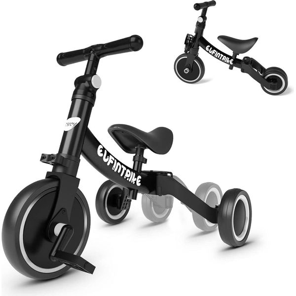 5 In 1 Balance Bike Balance Bike Triciclo Per Bambini Balance Bike Baby Walker Per Bambini Da 1 Anno A 4 Anni (Nero)-image