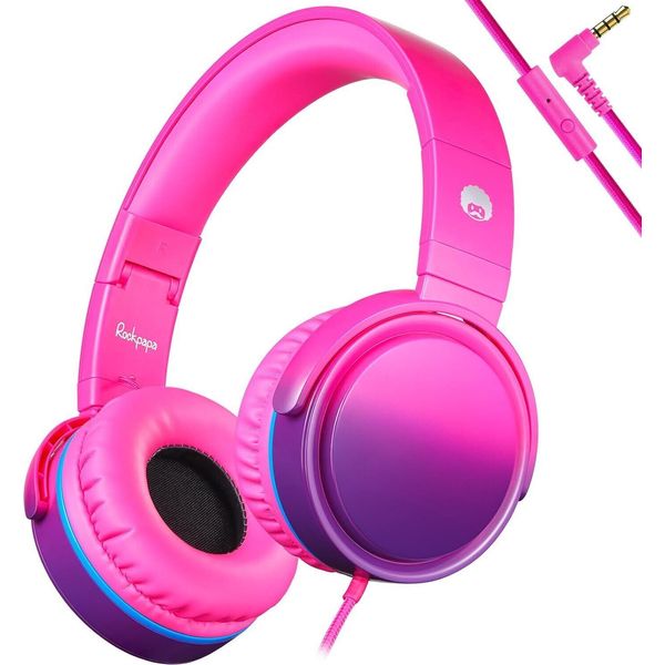 Cuffie Stereo Hd Con Microfono Per Bambini E Bambine, Cuffie Pieghevoli Per Cellulare, Tablet, Pc (Rosa)-image