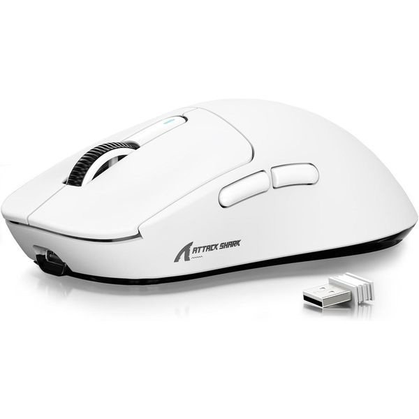 Attack Shark X3 49G Mouse Da Gioco Ultraleggero, Sensore Pixart PAW3395, 26000 Dpi, BT/2.4G Wireless/Wired, Batteria Da 200 Ore, Mouse Da Ufficio Per Win11/Xbox/-image