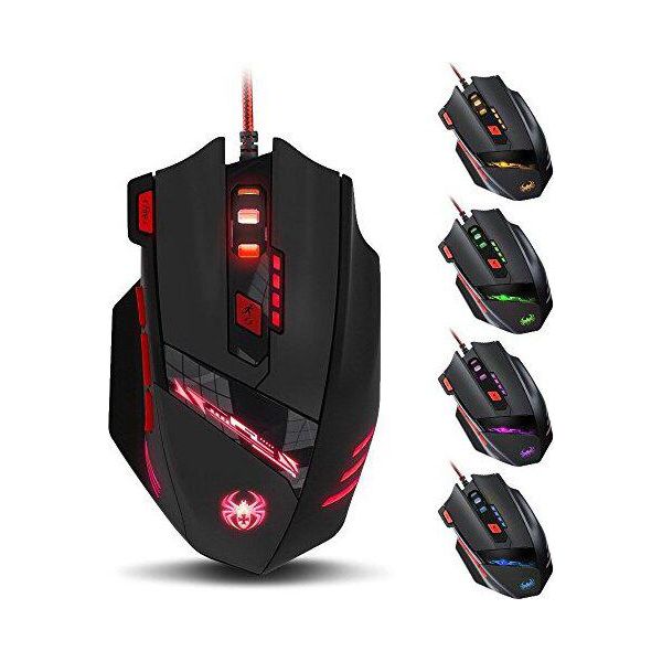 Zelotes Mouse Da Gioco Con Cavo, 8 Pulsanti Programmabili, 9200DPI Mmo Gamer Illuminazione Cavo Mouse Ergonomico Pc, Mac, Laptop-image