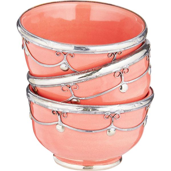 Ciotola Orientale In Ceramica Per Alimenti Per Le Dita Miranda Rosa, Set Di 3 Pezzi-image