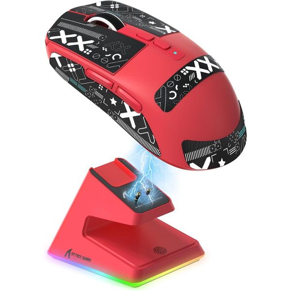 Mouse Da Gioco Superleggero Da 49 G Con Dock Di Ricarica Magnetico, Sensore Pixart PAW3395, 26000 Dpi, BT/2.4G Wireless/Wired, Nastro, Aggiornamento X3 Per Win11/Xbox/Ps/-image