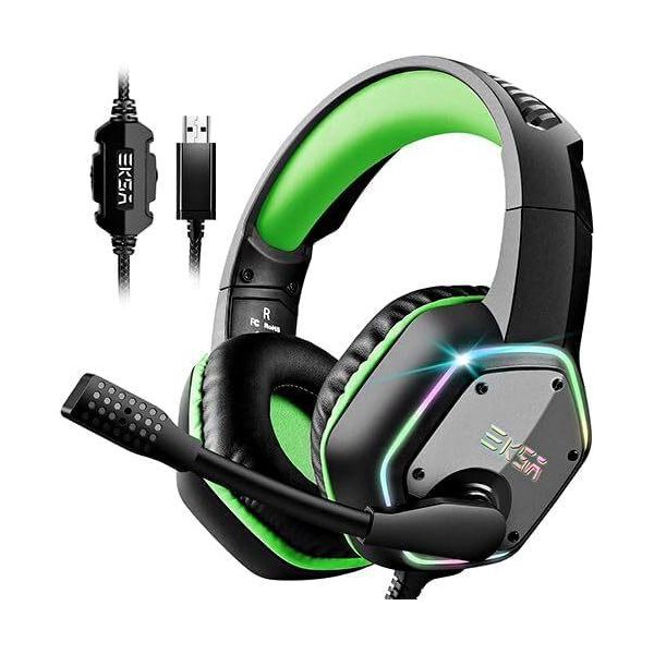 Cuffie Da Gioco, Cuffie Per Pc Con Microfono, Audio Surround 7.1 E Luci Rgb, Cuffie Con Microfono A Filo Con Cancellazione Del Rumore, Usb-image
