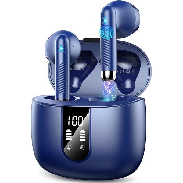 Wireless Con 4 Microfoni, Auricolari Wireless Con 48 Ore Di Riproduzione Dei Bassi Profondi, Display A Led, Auricolari Bluetooth Con Cancellazione Del Rumore Enc, Impermeabile IP7, Sport USB-C-image