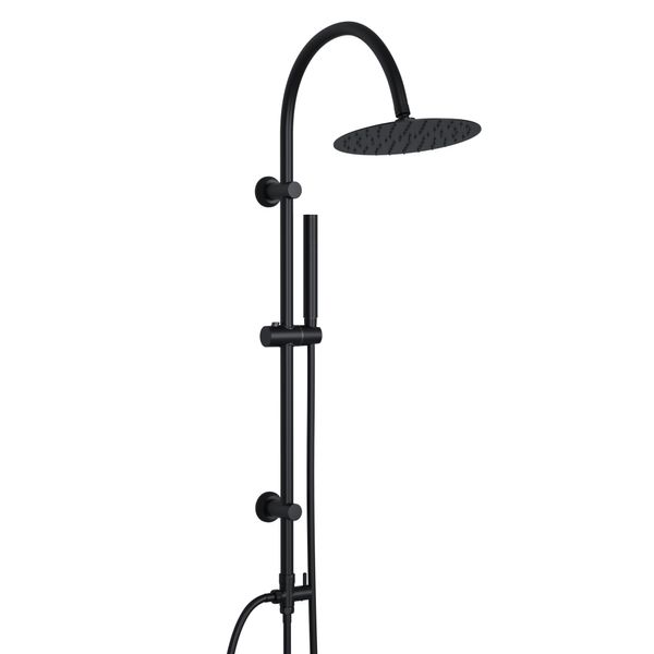Joho Colonna Doccia Idromassaggio Doccia Acciaio Inox Senza Miscelatore Fori Muro Regolabili Soffione Doccetta, Asta Doccia Forma Di U, D20Cm Nero-image