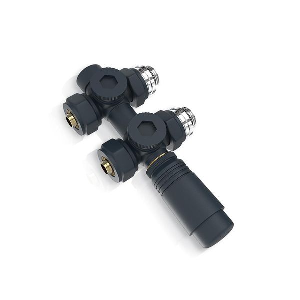S'afielina Set Di Raccordi Per Radiatori Set Multiblock Per Radiatori 15Mm/16Mm, Antracite, Ottone, Filettatura G 1/2", Per Installazione Ad Angolo E In Forma Diritta"-image