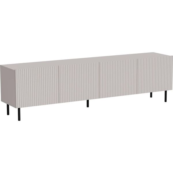 Dmora Mobile Porta Tv Priocca 42X200X52H Cm Beige, Apertura Battente 8 Vani-image