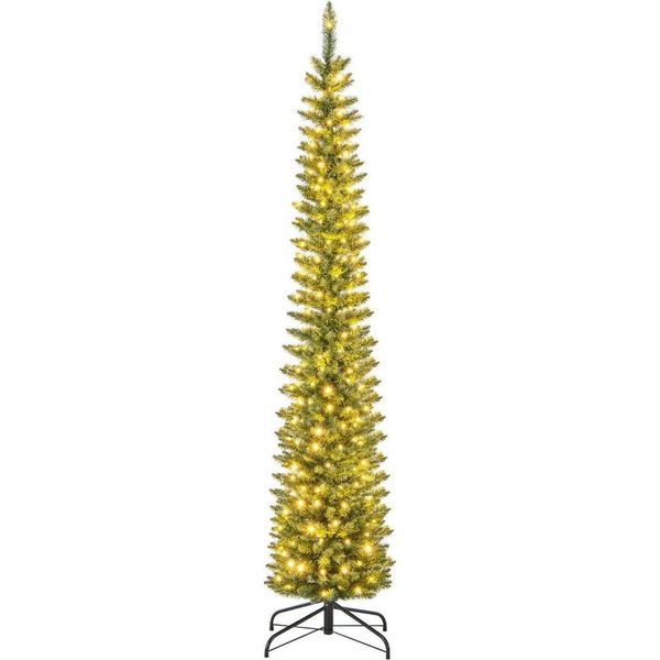 Albero Di Natale Artificiale Con Luci A Led Albero Di Natale Sottile Illuminato Albero Festivo 210 Cm-image