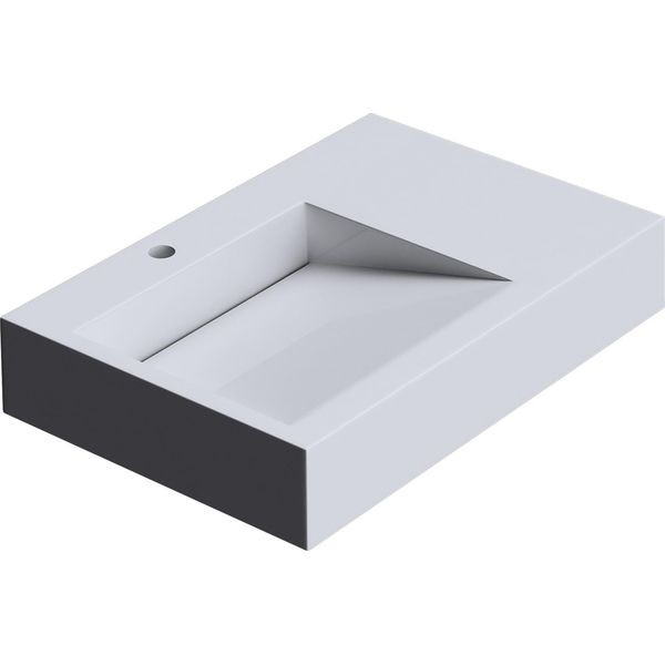 Doporro Lavabo Da Appoggio Rettangolare, Lavabo Sospeso Con Foro Rubinetto In Marmo Resina Bianco Lucido 100X50X13Cm, Lavandino Bagno Colossum11-1000-image