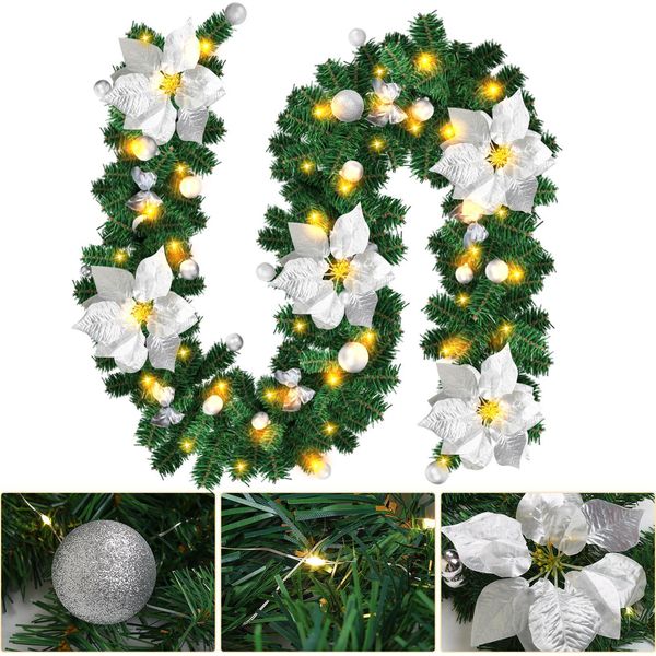 Jayseuw Ghirlanda Natalizia Resistente E Versatile Decorazione Natalizia Decorazione Natalizia Argento-image