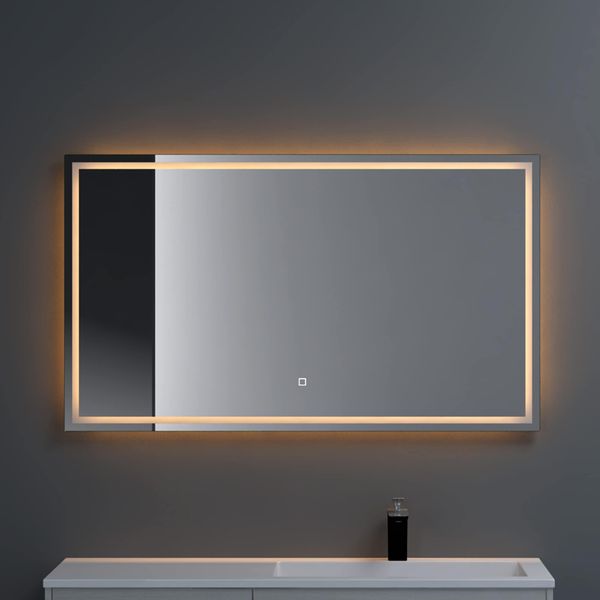 Doporro Specchio Bagno Led 120X80 Cm Rettangolare Retroilluminato Con Interruttore Tattile, Dimmerabile 3 Colori, Antifog, Memoria, Vetro Temperato Hd - Spiegel02-image