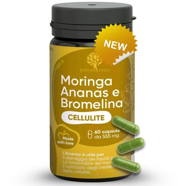 Redmoringa Integratore Cellulite Bromelina 5000 Gdu Con Moringa | Forte Brenante | 60 Capsule | Italy | Nuova Formula-image
