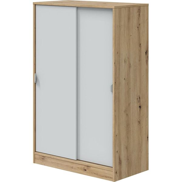 Dmora Guardaroba 2 Ante Lewiston 40X119H Cm Marrone Rovere Nodi, 2 Ante 3 Vani-image