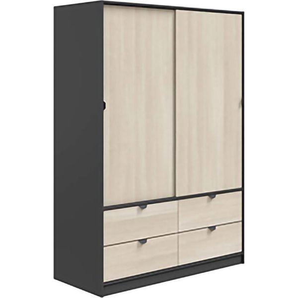 Dmora Guardaroba 2 Ante Pittsfield 60X200H Cm Grigio Antracite, Appendiabiti 2 Ante-image