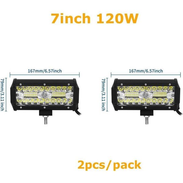 Striscia Luminosa A Led, Alta Luminosità, Design Impermeabile, 2X 7In 120W Senza Filo-image