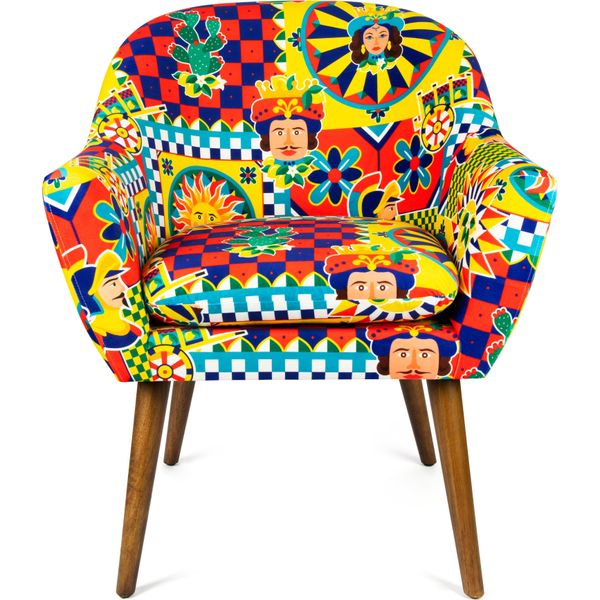 Poltrona Excelsa Sicilian Rhapsody In Poliestere E Multistrato 70X65X83 Cm Multicolore-image