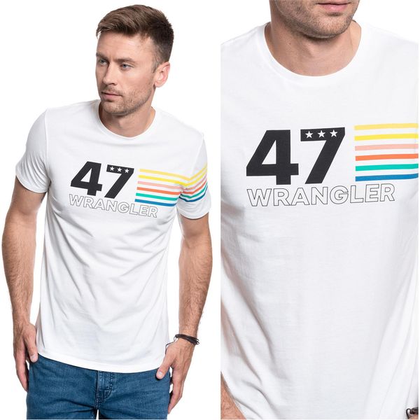 Wrangler Uomo, Maglietta Ss Rainbow Tee, M, Bianco, Sport, Tshirt, Camicia-image
