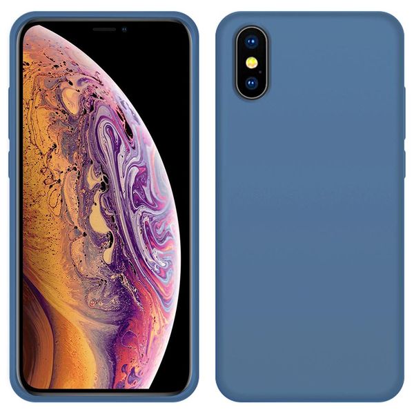 Custodia Per Iphone Xs, Custodia Protettiva In Silicone Liquido Resistente Agli Urti E Ai Graffi Per Iphone Xs Blu-image
