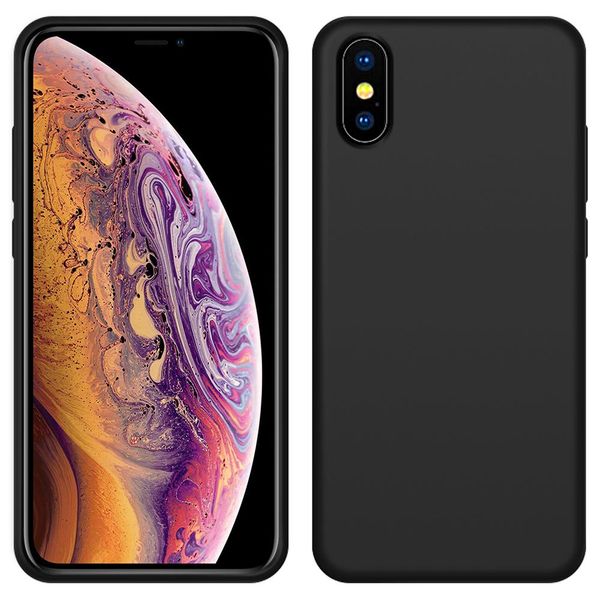 Custodia Per Iphone Xs, Custodia Protettiva In Silicone Liquido Resistente Agli Urti E Ai Graffi Per Iphone Xs Nero-image
