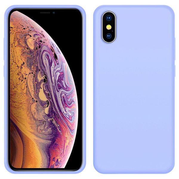 Custodia Per Iphone Xs, Custodia Protettiva In Silicone Liquido Resistente Agli Urti E Ai Graffi Per Iphone Xs Viola-image