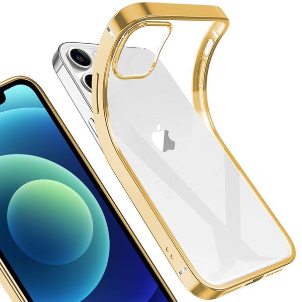 Iphone 12 Mini Case, Leggero Trasparente Gel Tpu Silicone Square Cover Telaio Protettivo Per Iphone 12 Mini Gold-image