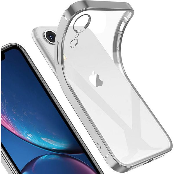 Iphone Xr Case, Leggero Trasparente Chiaro Gel Tpu Silicone Silicone Square Cover Frame Custodia Protettiva Per Iphone Xr Argento-image