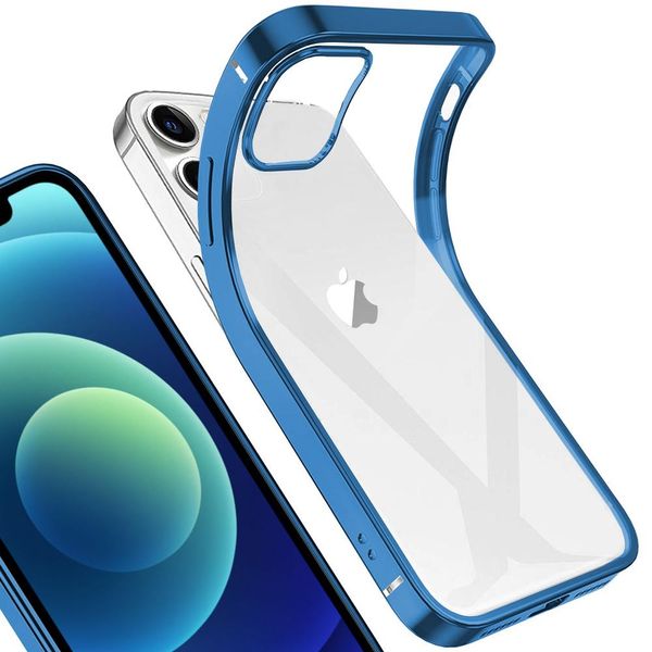 Iphone 12 Mini Case, Leggero Trasparente Clear Gel Tpu Silicone Square Cover Frame Cover Protettiva Per Iphone 12 Mini Blue-image