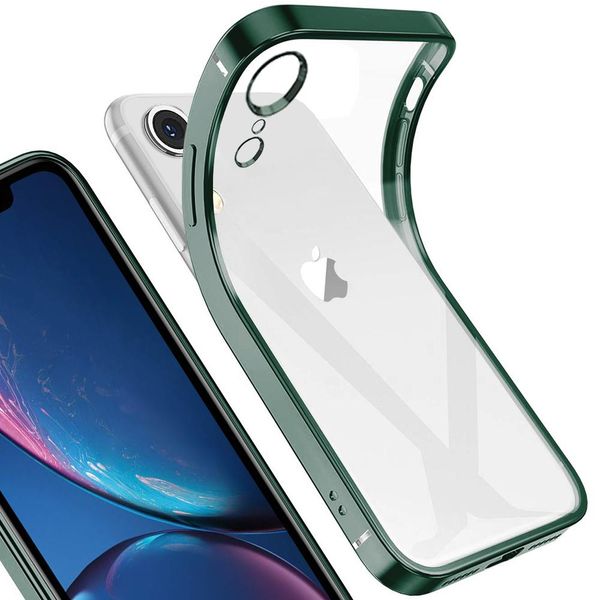 Custodia Per Iphone Xr, Custodia Protettiva Per Iphone Xr Verde Notte, Leggera, Trasparente, Trasparente In Silicone Tpu Silicone Square Cover Frame-image