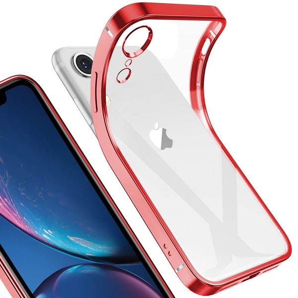 Iphone Xr Case, Leggero Trasparente Clear Gel Tpu Silicone Square Cover Frame Custodia Protettiva Per Iphone Xr Red-image