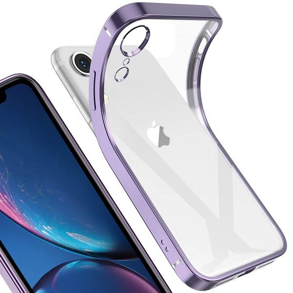 Iphone Xr Case, Leggero Trasparente Chiaro Gel Tpu Silicone Silicone Square Cover Frame Custodia Protettiva Per Iphone Xr Viola-image