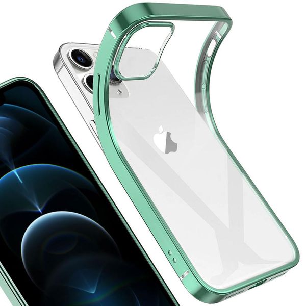 Iphone 12 Pro Case, Leggero Trasparente Clear Gel Tpu Silicone Square Cover Telaio Protettivo Per Iphone 12 Pro Verde-image
