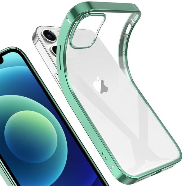 Iphone 12 Mini Case, Leggero Trasparente Clear Gel Tpu Silicone Square Cover Telaio Protettivo Per Iphone 12 Mini Verde-image
