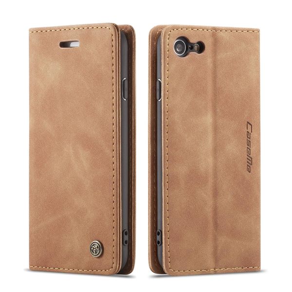 Custodia Iphone Se 2020, Custodia Retrò In Finto Cuoio, Tasche Per Carte, Chiusura Magnetica, Custodia Con Funzione Stand Per Iphone Se 2020 / Iphone 7 / Iphone 8 Marrone-image