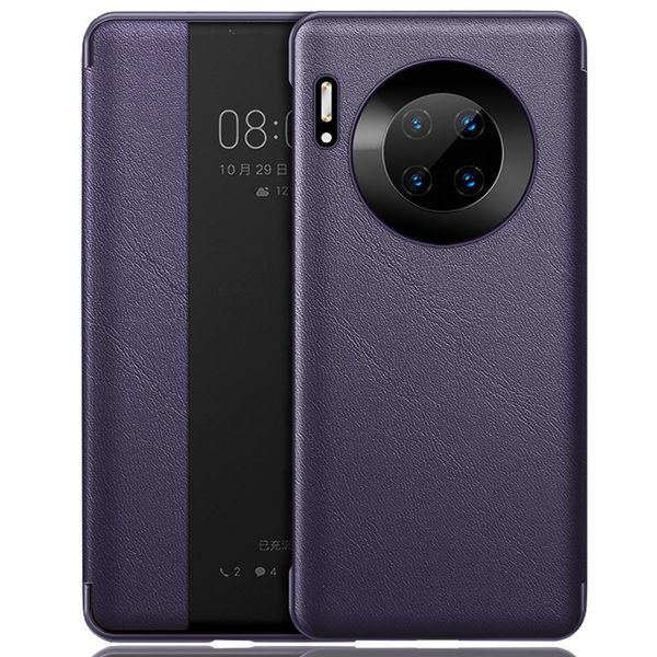 Huawei Mate 30 Pro Case, Slim Business Smart View Smart Wake Up/Sleep Flip Cover Custodia Protettiva In Pelle Per Huawei Mate 30 Pro Purple-image