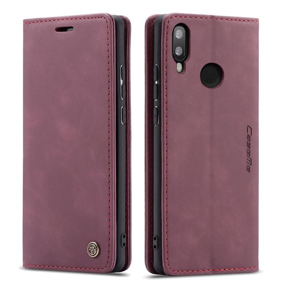 Custodia Huawei P20 Lite, Custodia Retrò In Finto Cuoio, Tasche Per Carte, Chiusura Magnetica, Custodia Con Funzione Stand Per Huawei P20 Lite Rosso-image