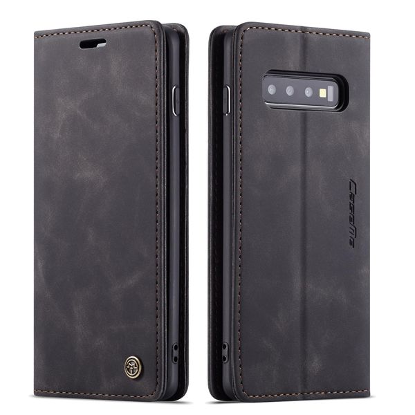 Custodia Galaxy S10 Plus, Custodia Retrò In Finto Cuoio, Tasche Per Carte, Chiusura Magnetica, Custodia Con Funzione Stand Per Samsung Galaxy S10 Plus Nero-image