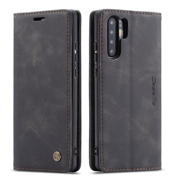 Custodia Huawei P30 Pro, Custodia Retrò In Finto Cuoio, Tasche Per Carte, Chiusura Magnetica, Custodia Con Funzione Stand Per Huawei P30 Pro Nero-image