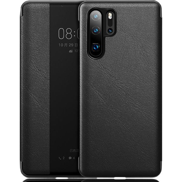 Huawei P30 Pro Case, Slim Business Smart View Smart Wake Up/Sleep Flip Cover Cover In Pelle Protettiva Per Huawei P30 Pro Nero-image