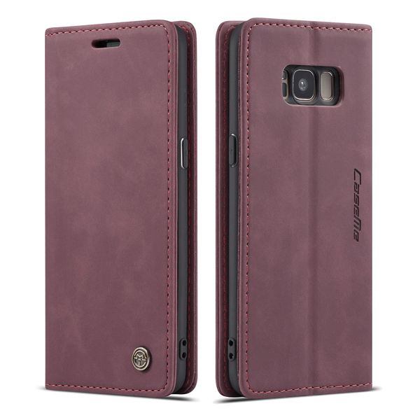 Custodia Galaxy S8 Plus, Custodia Retrò In Finto Cuoio, Tasche Per Carte, Chiusura Magnetica, Custodia Con Funzione Stand Per Samsung Galaxy S8 Plus Rosso-image