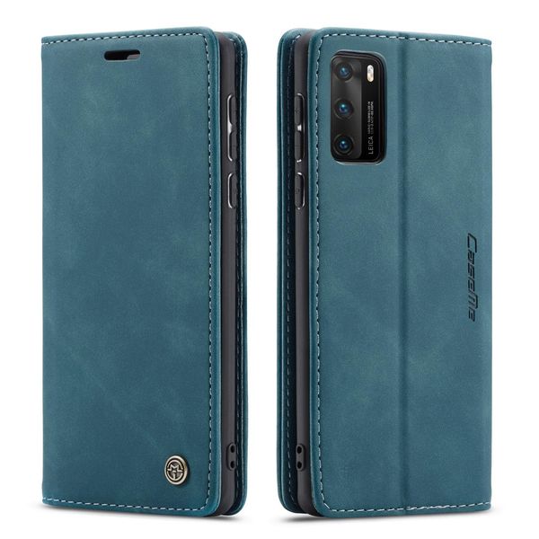 Custodia Huawei P40, Custodia Retrò In Finto Cuoio, Tasche Per Carte, Chiusura Magnetica, Custodia Con Funzione Stand Per Huawei P40 Blu-image