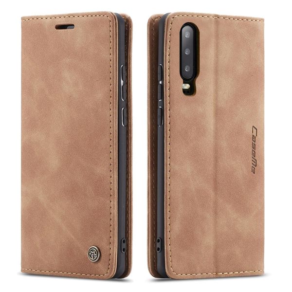 Custodia Huawei P30, Custodia Retrò In Finto Cuoio, Tasche Per Carte, Chiusura Magnetica, Custodia Con Funzione Stand Per Huawei P30 Marrone-image